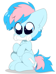 Size: 3024x4032 | Tagged: safe, artist:kittyrosie, oc, oc only, oc:blue chewings, earth pony, pony, big ears, cute, eye clipping through hair, high res, simple background, sitting, solo, transparent background
