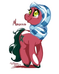 Size: 720x904 | Tagged: safe, artist:taritoons, oc, oc only, earth pony, pony, hijab, morocco, nation ponies, ponified, simple background, solo, white background