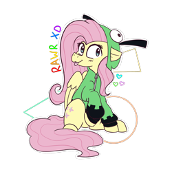 Size: 2048x2048 | Tagged: safe, artist:dark shadow, fluttershy, pegasus, pony, antonymph, cutiemarks (and the things that bind us), g4, :p, cute, fluttgirshy, gir, high res, invader zim, rawr, solo, tongue out, vylet pony