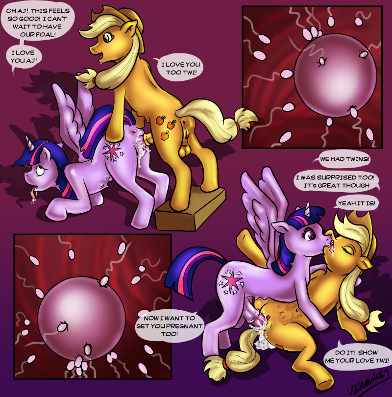 2970213 - explicit, artist:ubermonkey, applejack, twilight sparkle,  alicorn, earth pony, pony, an egg being attacked by sperm, anus, balls,  comic, creampie, crotchboobs, cum, dialogue, drool, egg cell, eyes closed,  eyes rolling back,