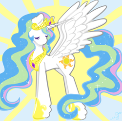 Size: 688x685 | Tagged: safe, artist:scaredkoi, princess celestia, alicorn, pony, g4, eyes closed, female, mare, solo