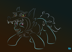 Size: 620x450 | Tagged: safe, artist:quint-t-w, screw loose, earth pony, pony, mlp fim's twelfth anniversary, g4, animal costume, clothes, costume, faic, female, gradient background, minimalist, nightmare night, nightmare night costume, solo, teeth, wolf costume