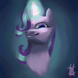 Size: 768x768 | Tagged: safe, artist:magocow, starlight glimmer, pony, unicorn, g4, female, glowing, glowing horn, horn, solo