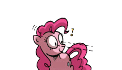 Size: 260x150 | Tagged: safe, editor:fuckomcfuck, idw, pinkie pie, earth pony, pony, g4, comic, cropped, exclamation point, simple background, solo, transparent background