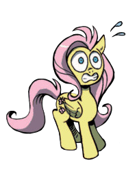 Size: 200x250 | Tagged: safe, editor:fuckomcfuck, idw, fluttershy, pegasus, pony, g4, comic, cropped, scared, simple background, solo, transparent background