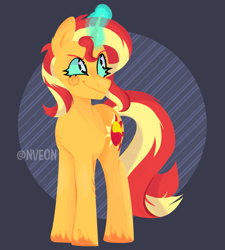 Size: 1349x1500 | Tagged: safe, artist:nveon, sunset shimmer, pony, unicorn, g4, female, glowing, glowing horn, horn, solo