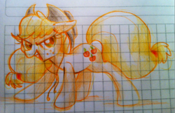 Size: 1202x778 | Tagged: safe, artist:kluzart, applejack, earth pony, pony, g4, graph paper, solo, traditional art