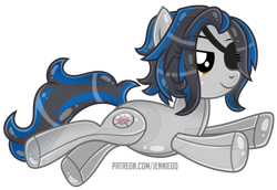 Size: 1000x688 | Tagged: safe, artist:jennieoo, oc, oc:shadow dweller, earth pony, inflatable pony, pony, eyepatch, inflatable, inflatable toy, rubber, show accurate, simple background, smiling, solo, story, story included, transparent background, vector