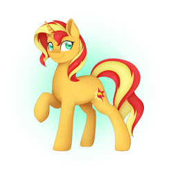 Size: 1280x1280 | Tagged: safe, artist:bloodyartwork, sunset shimmer, pony, unicorn, g4, female, raised hoof, simple background, solo, transparent background
