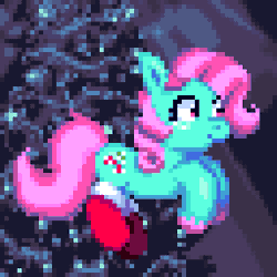 Size: 256x256 | Tagged: safe, artist:rosy_eclairs, minty, earth pony, pony, g3, animated, blinking, cute, female, gif, pixel art, tree