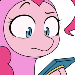Size: 778x778 | Tagged: safe, artist:makaryo, pinkie pie, earth pony, pony, g4, bust, cellphone, female, filthy frank, looking at something, mare, phone, pink guy, simple background, smartphone, solo, white background