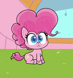 Size: 476x506 | Tagged: safe, screencap, pinkie pie, twilight sparkle, alicorn, earth pony, pony, back to the present, g4.5, my little pony: pony life, spoiler:pony life s02e12, animated, balloonie pie, confetti, cropped, cute, diapinkes, explosion, female, gif, inflation, mare, offscreen character, popping