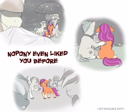 Size: 3300x2900 | Tagged: safe, artist:standreamy, hitch trailblazer, phyllis cloverleaf, sunny starscout, pony, g5, comic, female, filly, foal, funeral, gravestone, sad, younger