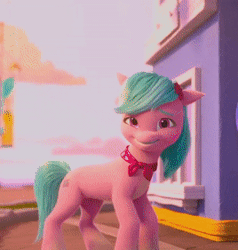 Size: 268x281 | Tagged: safe, screencap, dahlia, earth pony, pony, g5, growing pains, my little pony: make your mark, my little pony: make your mark chapter 2, spoiler:my little pony: make your mark chapter 2, spoiler:mymc02e02, adordahlia, animated, bow, cute, ear flick, female, gif, i watch it for the ears, mare, solo, tail, tail flick