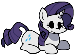 Size: 318x237 | Tagged: safe, artist:rainbrony, edit, rarity, pony, unicorn, g4, female, friday night funkin', funkin' is magic, horn, lying down, mare, prone, simple background, smiling, solo, transparent background