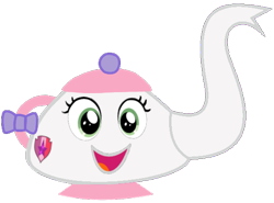 Size: 548x405 | Tagged: safe, artist:pagiepoppie12345, sweetie belle, object pony, original species, g4, bow, female, inanimate tf, objectification, ponified, simple background, smiling, stars, sweetie belle's cutie mark, sweetie pot, teapot, the cmc's cutie marks, transformation, transparent background