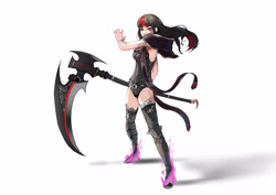 Size: 4961x3508 | Tagged: safe, artist:ainmeworks, oc, oc only, oc:ravelight, human, absurd resolution, female, grim reaper, human oc, humanized, scythe, shadow, simple background, solo, white background