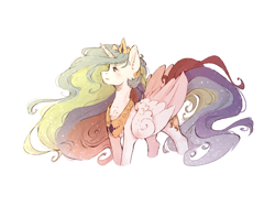 Size: 6667x5000 | Tagged: safe, artist:magical-wings06, princess celestia, alicorn, pony, absurd resolution, chest fluff, ear fluff, female, flowing mane, looking up, mare, simple background, solo, white background