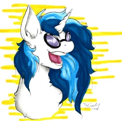 Size: 1184x1174 | Tagged: safe, artist:pikanerd, dj pon-3, vinyl scratch, pony, unicorn, g4, bust, female, open mouth, solo