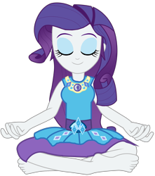Size: 2976x3360 | Tagged: safe, artist:chrismc373, rarity, human, equestria girls, g4, barefoot, clothes, eyes closed, feet, female, high res, lotus position, magical geodes, meditating, missing accessory, rarity peplum dress, simple background, smiling, solo, transparent background