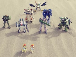 Size: 1273x955 | Tagged: safe, artist:dingopatagonico, flam, flim, pony, unicorn, g4, brothers, eagle legend beast, eris (legends of chima), flim flam brothers, legends of chima, lego, leo mobile suit, macross, photo, rule 63, siblings, zaku mobile suit