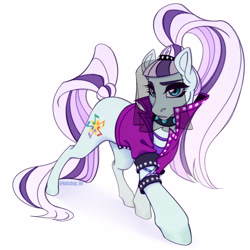 Size: 4000x4000 | Tagged: safe, artist:rdstartie, coloratura, earth pony, pony, clothes, countess coloratura, female, jacket, mare, simple background, solo, veil, white background