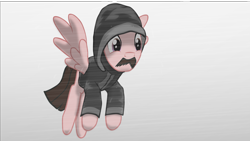 Size: 2203x1243 | Tagged: safe, artist:equestriaexploration, pegasus, pony, clothes, david paulides, flying, hoodie, ponified, solo