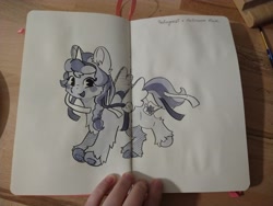 Size: 4000x3000 | Tagged: safe, artist:cutepencilcase, sunny starscout, earth pony, pony, g5, fake horn, fake wings, female, open mouth, open smile, smiling, solo, traditional art