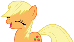 Size: 831x472 | Tagged: safe, artist:dreamybae, artist:twilyisbestpone, applejack, earth pony, pony, g4, alternate hairstyle, applejack day, base used, cute, eyes closed, happy, jackabetes, missing accessory, open mouth, open smile, simple background, smiling, solo, transparent background