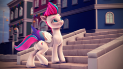 Size: 3840x2160 | Tagged: safe, artist:psfmer, zipp storm, pegasus, pony, g5, 3d, butt, female, high res, looking up, mare, plot, slender, solo, source filmmaker, stairs, thin, unshorn fetlocks, zippbutt