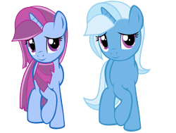 Size: 589x446 | Tagged: safe, artist:magictimeymare12, star swirl, trixie, pony, unicorn, g4, duo, duo female, female, mare, simple background, transparent background, vector