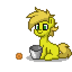 Size: 1024x1024 | Tagged: safe, artist:hoshiro, oc, oc only, oc:ctamina, pony, pony town, animated, bucket, coin, pixel art, simple background, smiling, solo, tongue out, white background