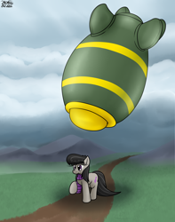 Size: 1908x2424 | Tagged: safe, artist:the-furry-railfan, octavia melody, earth pony, pony, g4, atomic bomb, cloud, cloudy, fetish, high res, inflatable, inflatable fetish, inflatable toy, mountain, mountain range, nuclear weapon, overcast, p 235, this will end in balloons, walking, weapon