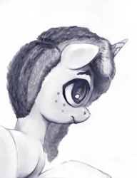 Size: 622x809 | Tagged: safe, artist:ponsce, misty brightdawn, pony, unicorn, g5, monochrome, solo