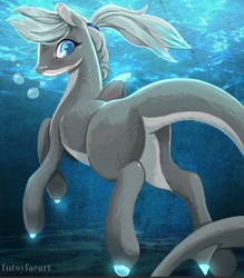 Size: 798x911 | Tagged: safe, artist:bunnibabe, oc, oc only, oc:lacera viscera, original species, pony, shark, shark pony, blue eyes, bubble, butt, crepuscular rays, digital art, dorsal fin, female, fish tail, gills, mare, ocean, plot, solo, sunlight, swimming, tail, underwater, water