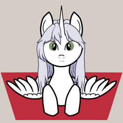 Size: 2000x2000 | Tagged: artist needed, source needed, safe, oc, oc:κασσάνδρα, alicorn, pony, alicorn oc, high res, horn, solo, wings