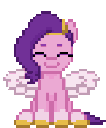 Size: 390x470 | Tagged: safe, artist:luminousdazzle, pipp petals, pegasus, pony, g5, adorapipp, animated, cute, dancing, eyes closed, female, flapping, gif, happy, jewelry, mare, pixel art, simple background, sitting, sitting and dancing, smiling, solo, tiara, transparent background, vibing