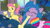 Size: 4096x2302 | Tagged: safe, screencap, izzy moonbow, posey bloom, earth pony, pony, unicorn, g5, haunted house (episode), my little pony: tell your tale, spoiler:g5, spoiler:my little pony: tell your tale, amalgamation, amalgamizzy, costume, cute, eating, eyes closed, female, food, high res, izzybetes, mare, night, nightmare night costume, pasta, smiling, spaghetti, upscaled, youtube link