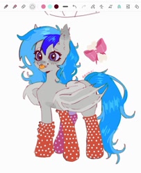 Size: 1377x1699 | Tagged: safe, artist:azaani, oc, oc:pip, bat pony, pony, bat pony oc, bat wings, clothes, cutie mark, simple background, socks, solo, tongue out, white background, wings