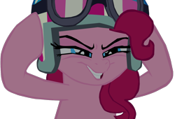 Size: 1280x869 | Tagged: safe, artist:benpictures1, pinkie pie, earth pony, pony, g4, my little pony: the movie, cute, diapinkes, female, goggles, grin, helmet, inkscape, mare, simple background, smiling, solo, transparent background, vector