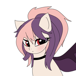 Size: 2048x2048 | Tagged: safe, artist:boggy, oc, oc only, oc:sweet velvet, bat pony, pony, bat pony oc, cute, high res, simple background, sketch, solo, tsundere, white background