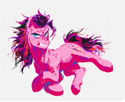 Size: 1317x1080 | Tagged: safe, artist:geonid, derpibooru exclusive, oc, oc only, earth pony, pony, angry, black mane, blue eyes, digital art, freckles, male, pink body, simple background, solo, stallion, white background