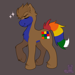 Size: 1280x1280 | Tagged: safe, artist:racoongutss, oc, oc only, oc:rubik, earth pony, pony, raised hoof