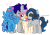 Size: 1000x709 | Tagged: safe, artist:jennieoo, oc, oc:gentle star, oc:maverick, oc:ocean soul, oc:shadow dweller, earth pony, pegasus, pony, :3, bow, cheek kiss, cute, eyepatch, friends, group, hair bow, happy, hug, kissing, ocbetes, ponytail, show accurate, simple background, smiling, snuggling, tongue out, transparent background, vector