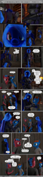 Size: 2000x8190 | Tagged: safe, artist:stellarator, princess luna, oc, oc:juicebox, oc:smoothie, anthro, unguligrade anthro, comic:a morning with the night, comic:a morning with the night part 11, g4, 3d, armor, blender, blender cycles, cycles render, katana, not sfm, pink floyd, sword, weapon