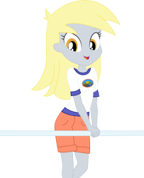 Size: 2308x2843 | Tagged: safe, artist:marcorulezzz, derpy hooves, human, equestria girls, g4, my little pony equestria girls: legend of everfree, camp everfree outfits, clothes, female, high res, open mouth, shorts, simple background, solo, transparent background, vector