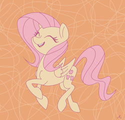 Size: 4500x4343 | Tagged: safe, artist:docwario, fluttershy, pegasus, pony, g4, abstract background, cute, eyes closed, female, fluttober, mare, open mouth, open smile, shyabetes, smiling, solo