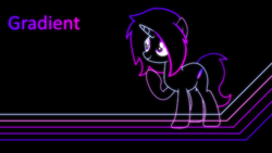 Size: 1920x1080 | Tagged: safe, artist:blacksmile, artist:equestrian_pony, oc, oc only, oc:gradient, pony, unicorn, gradient, gradient hooves, gradient mane, gradient tail, neon, solo, tail