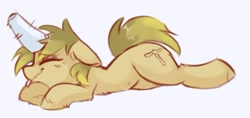 Size: 1461x689 | Tagged: safe, artist:drawtheuniverse, oc, oc only, earth pony, pony, eyes closed, floppy ears, head pat, lying down, pat, prone, solo focus, tongue out