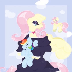 Size: 1124x1124 | Tagged: safe, fluttershy, rainbow dash, pegasus, anthro, g4, anthro with ponies, fanart, plushie